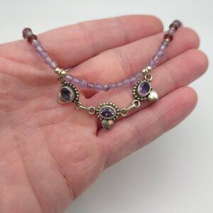 Sterling Silver Amethyst and garnet necklace